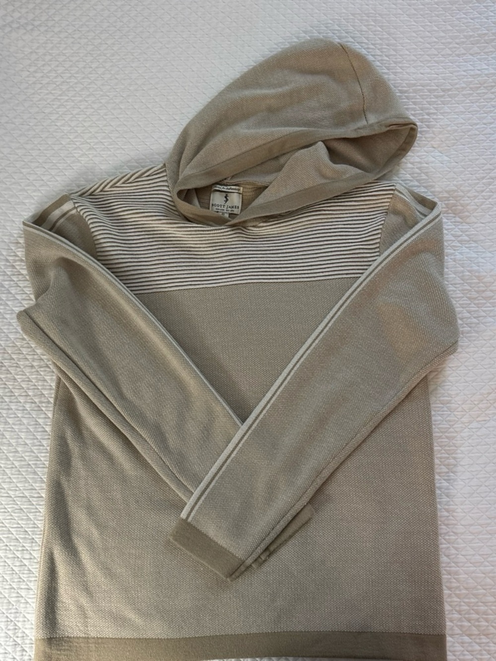 Rooted Threads Men's Hooded Crewneck Sweater in Light Beige